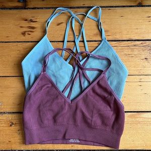 2 Aerie Seamless Strappy Bralette Size M
